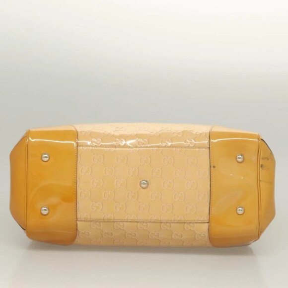 GUCCI GG Canvas Hand Bag Enamel Yellow Gold - Picture 5 of 15